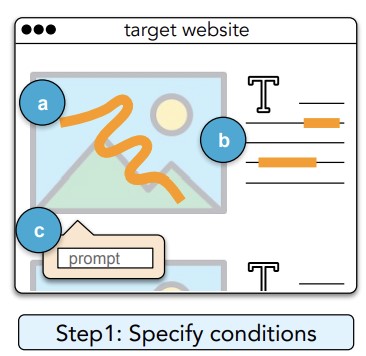 Teaser figure for SemanticOn: Specifying Content-Based Semantic Conditions for Web Automation Programs